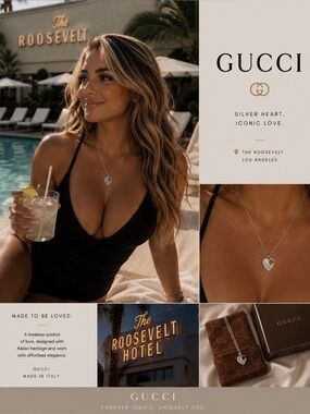 Gucci Silver Heart Pendant Necklace